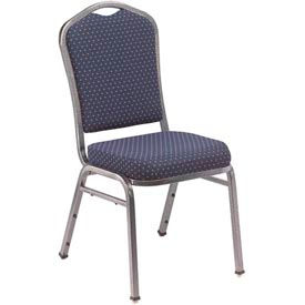 Banquet Stacking Chair - 2" Fabric Seat - Silhouette Back - Navy Seat with Silver Frame