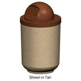 Round 36 Gallon Concrete Trash Receptacle with Round Dome Plastic Lid - Gray