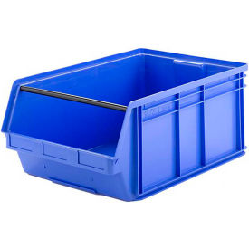 Plastic Stacking Bin, Hopper Front, 28-1/4"L x 18-5/8"W x 12"H, Blue