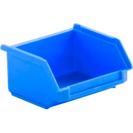 Plastic Stacking Bin, Hopper Front, 3-3/4"L x 4"W x 2"H, Blue
