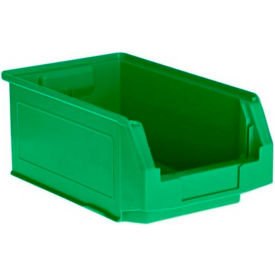 Plastic Stacking Bin, Hopper Front, 13-5/8"L x 8-1/4"W x 6"H, Green