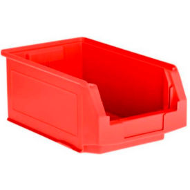 Plastic Stacking Bin, Hopper Front, 13-5/8"L x 8-1/4"W x 6"H, Red