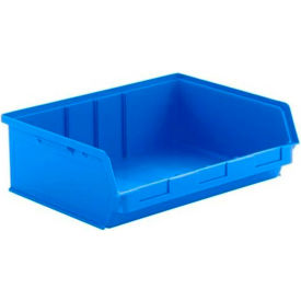 Plastic Stacking Bin, Hopper Front, 14-1/4"L x 19-1/8"W x 6"H, Blue