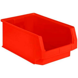 Plastic Stacking Bin, Hopper Front, 19-3/4"L x 12-1/4"W x 8"H, Red