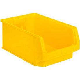 Plastic Stacking Bin, Hopper Front, 19-3/4"L x 12-1/4"W x 8"H, Yellow