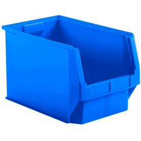 Plastic Stacking Bin, Hopper Front, 19-3/4"L x 12-1/4"W x 12"H, Blue