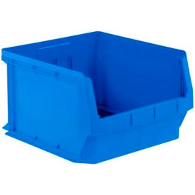 Plastic Stacking Bin, Hopper Front, 19-3/4"L x 18-1/8"W x 12"H, Blue