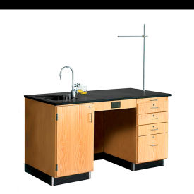 Science Instructor's Wooden Desk with Sink - 60"L x 30"W x 36"H