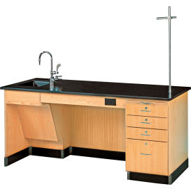 ADA Science Instructor's Wooden Desk with Sink - 72"L x 30"W x 34"H