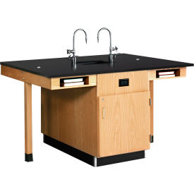 4 Station Science Workstation Center with Cupboard