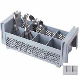 Flatware Basket, Half Size, 8 Compartments, Polypropylene, Gray