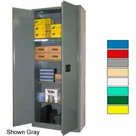 HD Self-Latch Industrial Storage Cabinet, 18 Gauge, 36"W x 18"D x 84"H, Yellow