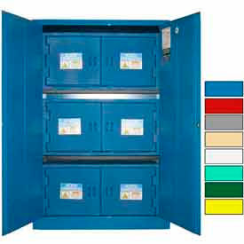 45 Gallon Acid Corrosive Cabinet, Manual Close, 2 Door, 43"W x 18"D x 65"H, Blue