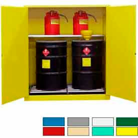 Flammable Drum Cabinet with Rollers & Doors, 120 Gal. Cap., 56"W x 31"D x 65"H, Yellow