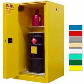 Flammable Drum Cabinet w/ Rollers & Doors, 65 Gal. Cap., 34"W x 34"D x 65"H, Yellow