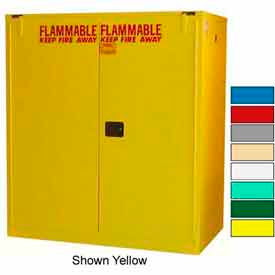 Flammable Drum Cabinet with Rollers and Doors, 120 Gallon Capacity, 56"W x 31"D x 67"H, Gray