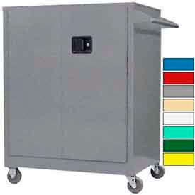 Heavy Duty Mobile Counter Hight Industrial Cabinet, 18 Ga., 36"W x 24"D x 47"H, Gray