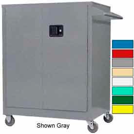 Heavy Duty Mobile Counter Height Industrial Cabinet, 18 Gauge, 36"W x 24"D x 47"H, Red