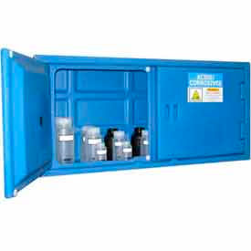 24 Gallon Poly Acid Corrosive Cabinet, Manual Close, 2 Door, 38"W x 13"D x 18"H, Blue