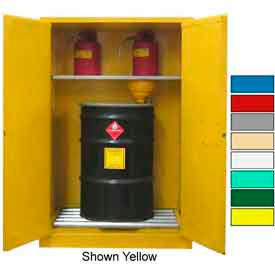 Flammable Drum Cabinet w/ Rollers & Doors, 75 Gal. Cap., 43"W x 31"D x 67"H, Red