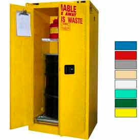Hazardous Waste Drum Cabinet w/ Rollers, 60 Gal. Cap., 31"W x 31"D x 67"H, Yellow
