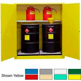Flammable Drum Cabinet w/ Rollers & Doors, 120 Gal. Cap., 56"W x 31"D x 65"H, Red