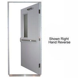 18G 36"W x 80"H 1.5 Hour Fire Rated Quick-Mount Door - 4" x 25" Window LH Reverse