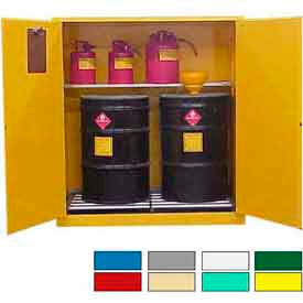 Hazardous Waste Drum Cabinet with Rollers, 120 Gal. Capacity, 56"W x 31"D x 65"H, Yellow