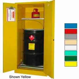 Hazardous Waste Drum Cabinet with Rollers, 60 Gal. Capacity, 31"W x 31"D x 65"H, Red