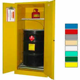 Hazardous Waste Drum Cabinet with Rollers, 60 Gallon Capacity, 31" Width x 31" Depth x 65" Height, Yellow