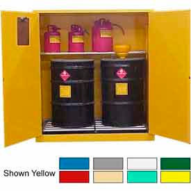 Hazardous Waste Drum Cabinet w/ Rollers, 120 Gal. Cap., 56"W x 31"D x 65"H, Gray