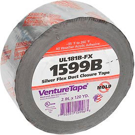 VentureTape UL181B-FX FlexDuct Tape, 2 IN x 120 Yards, Sliver