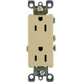 15A, 125V, Decora Duplex Receptacle, Self Grounding, Ivory