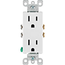 15A, 125V, Decora Duplex Receptacle, Residential Grade, Grounding, White