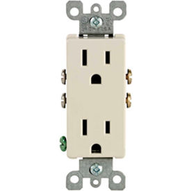 15A, 125V, Decora Duplex Receptacle, Ground Screw, Mounting, Light Almond