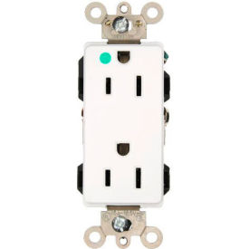 15a, 125v, Decora Plus Duplex Receptacle, Hospital Grade, Self Grounding, White