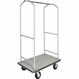 Economy Bellman Cart Silver Metallic, Gray Carpet & Black Bumper, 6" Polyurethane