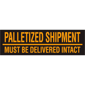 Paper Labels w/ "Palletized Shipment" Print, 3"L x 10"W, Fluorescent Orange & Black, Roll of 500