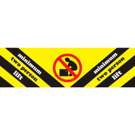 Shipping Labels w/ "Minimum Two Person Lift" Print, 8"L x 2"W, Yellow/Black/Red/White, Roll of 500