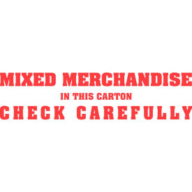 Labels w/ "Mixed Merchandise In This Carton Check Carefully" Print, 6"L x 2"W, White, Roll of 500