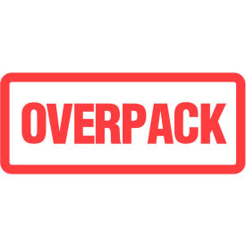 Paper Labels with "Overpack" Print, 6"L x 2"W, White/Red, 500/Roll