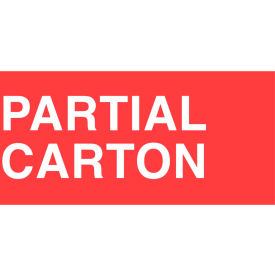 Paper Labels w/ "Partial Carton" Print, 6"L x 2"W, Red & White, Roll of 500