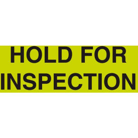 Receiving Labels with "Hold for Inspection" Print, 5"L x 3"W, Fluorescent Green, Roll of 500