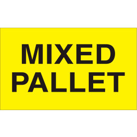 Labels w/ "Mixed Pallet" Print, 5"L x 3"W, Bright Yellow, Roll of 500
