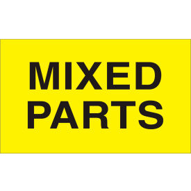 Labels w/ "Mixed Parts" Print, 5"L x 3"W, Bright Yellow, Roll of 500