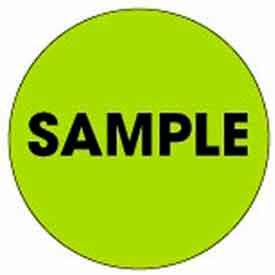 2" Dia. Round Paper Labels w/ "Sample" Print, Fluorescent Green & Black, 500 Labels