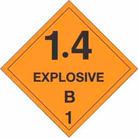 Explosive Hazard Class 1 Labels, 4"L x 4"W, Orange & Black, Roll of 500
