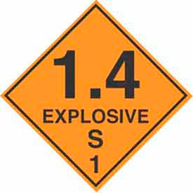 Explosive S" Hazard Class 1 Labels, 4"L x 4"W, Orange & Black, Roll of 500