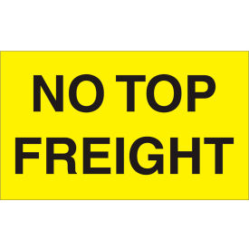 Top Labels w/ "No Top Freight" Print, 5"L x 3"W, Bright Yellow, Roll of 500