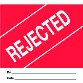 Paper Labels w/ "Rejected" Print, 4"L x 4"W, Red & White, Roll of 500